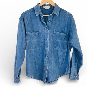Columbia | Vintage Denim Cotton Button Up Shirt made in USA Sz L